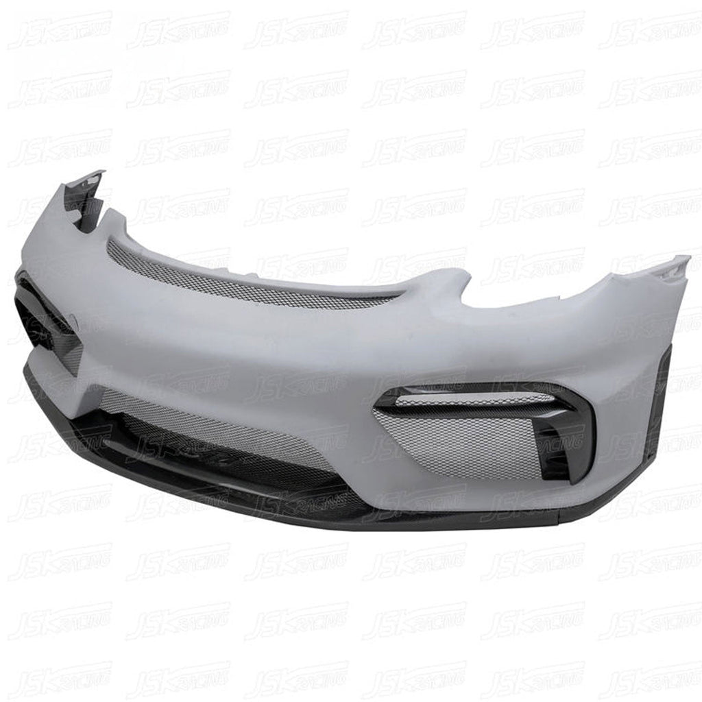 GT4 Style Half Carbon Fiber Front Bumper for Porsche Cayman 981 13-15