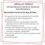 101 Piece Mechanic Tool Set for Vehicle and Home Maintenance, Roadside Emergencies. SAE and Metric Tool Set for Car, Boat, RV, Bikes - DT0006