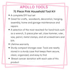 71 Piece Household Tool Kit Pink - DT0204P