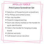 Apollo Tools 8 Pink Essential Screwdriver Set DT5018P