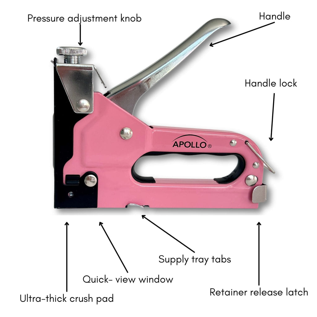 Pink Stapler with Power Adjustment Knob and 3000 Staples assortment-- DT5020P