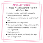 53 Piece Household Tool Kit with Tool Box Pink- DT9773P