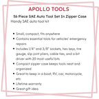 56 Piece SAE Auto Tool Set In Zipper Case - DT9774