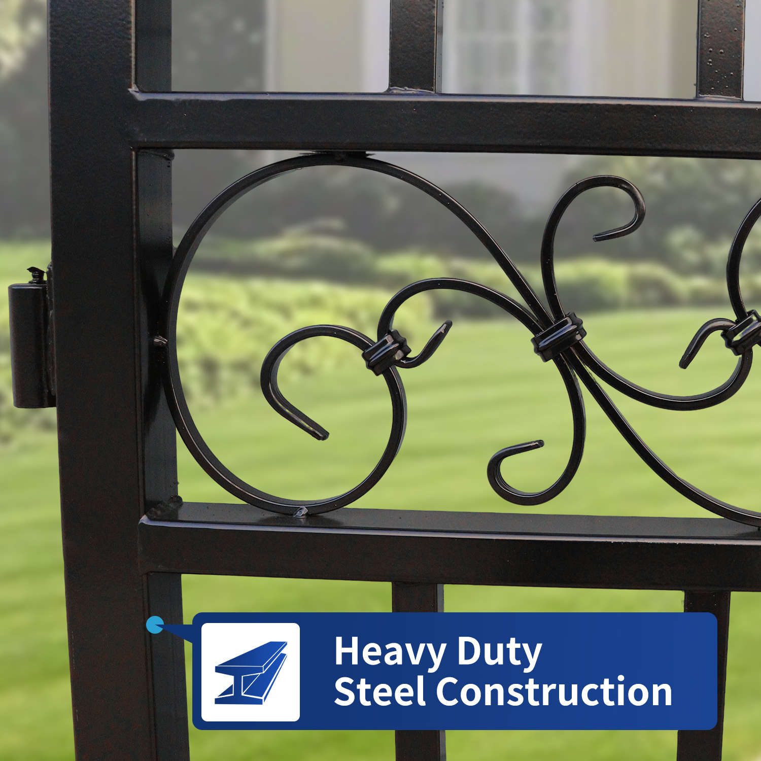 20x8 ft Steel Dual Swing Driveway Gate with Wider Goalposts