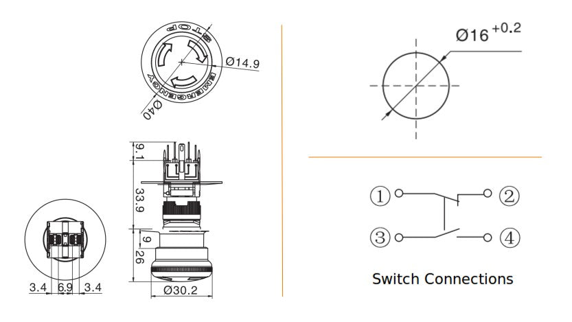 MASSO Emergency Stop Button – SPDT Latching E-Stop (Special Order)