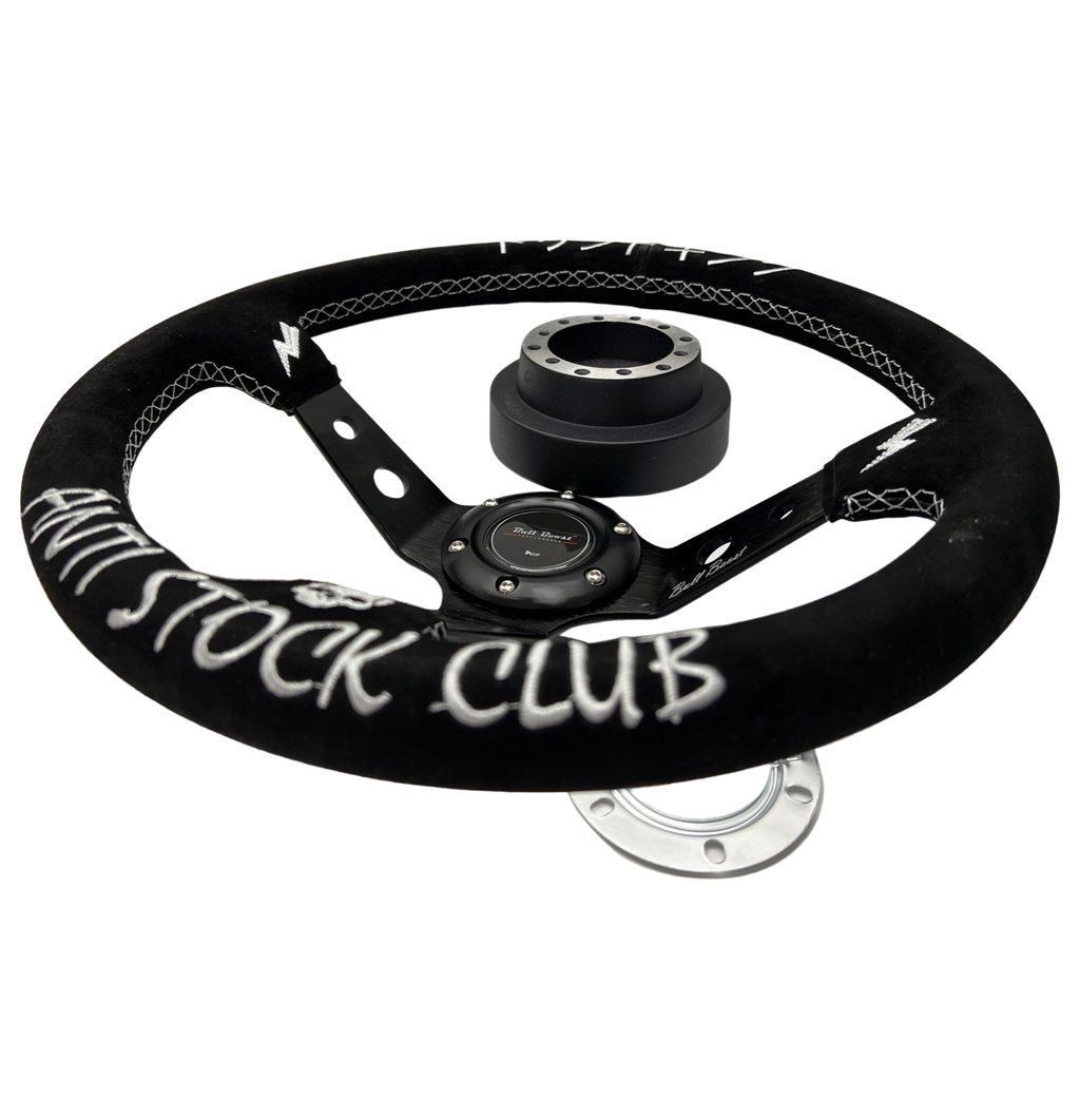 Short Hub Adapter + Suede Steering Wheel For 02-06 Mini Cooper E90