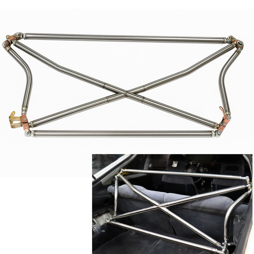 Polished Tubular Multipoint Crossbar X-Bar For Honda Civic EK9 EK4 EK3 1996-2000