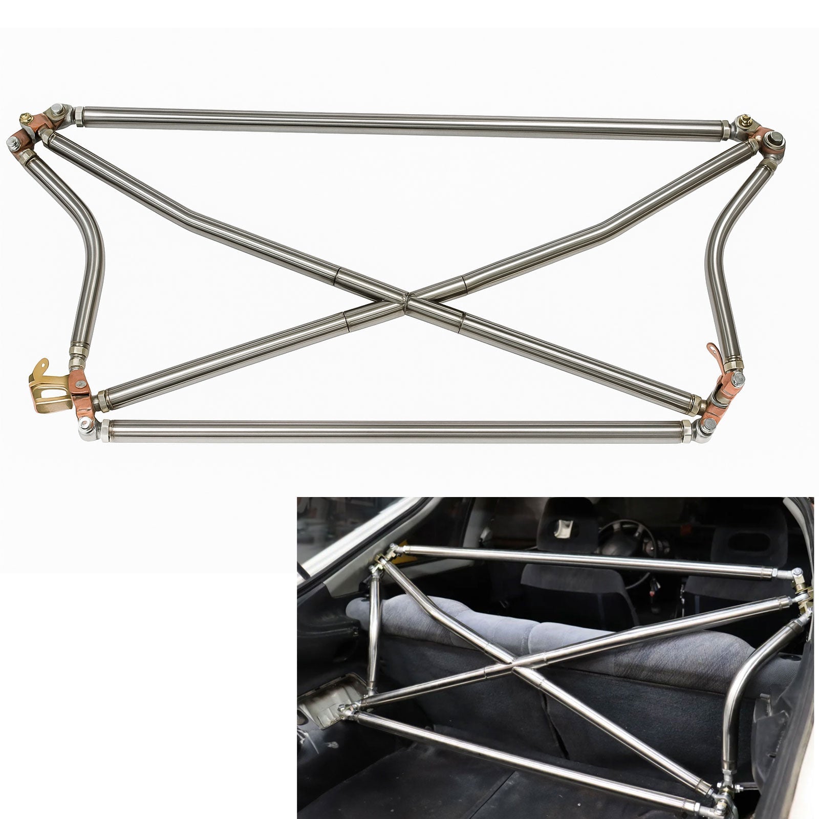 Polished Tubular Multipoint Crossbar X-Bar For Honda Civic EK9 EK4 EK3 1996-2000