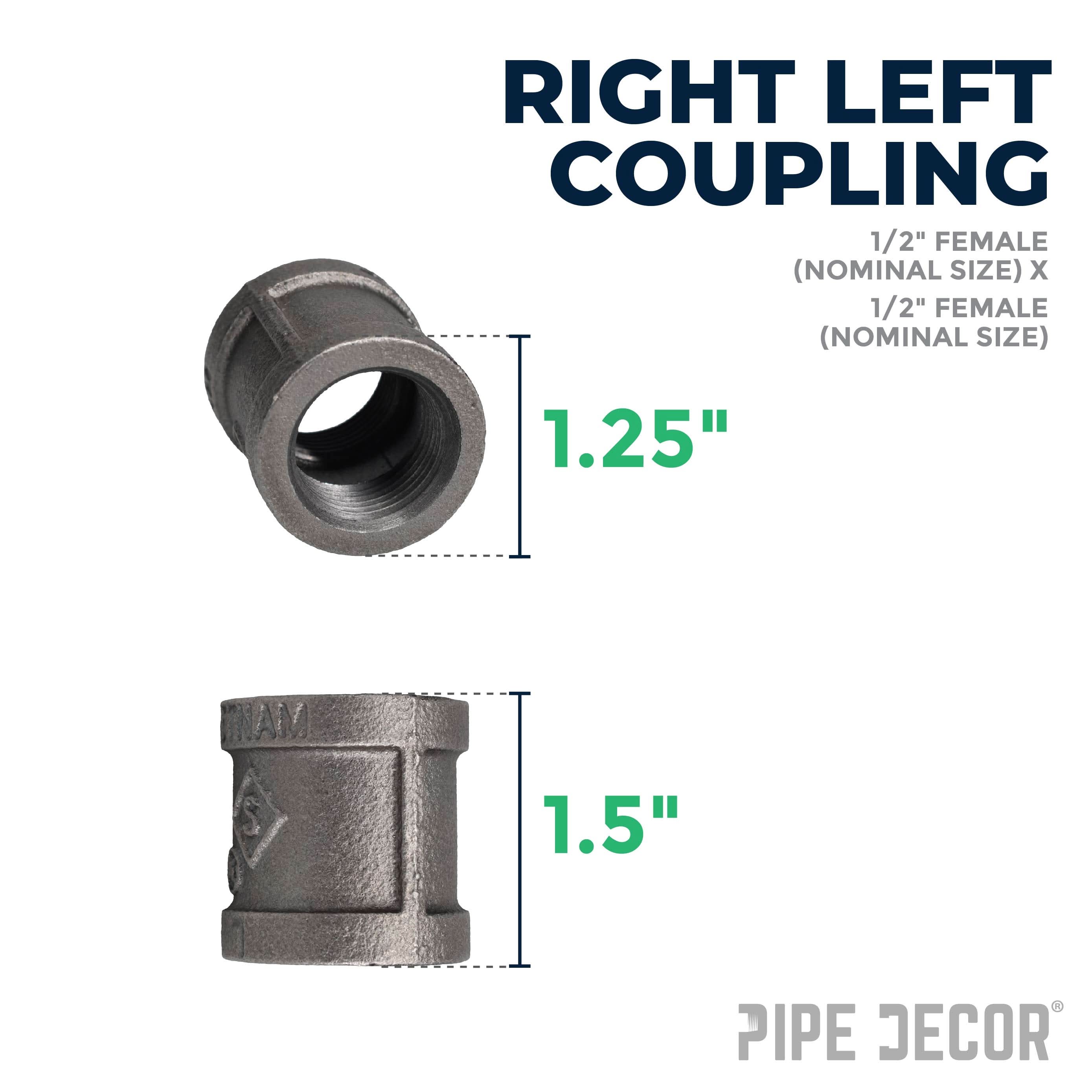1/2 in. Black Right Left Coupling