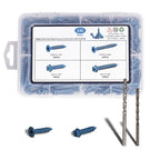 230x Phillips Flat & Slotted Hex Washer Head Concrete Screws 1/4″ and 3/16″ Blue