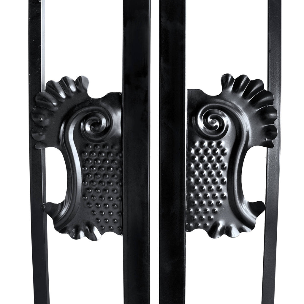18x7 ft Steel Dual Swing Driveway Gate with Rectangular Deer Pattern