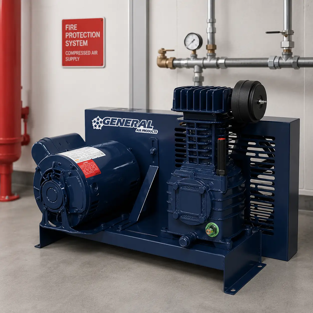 General L Plus Series Oil Lubricated Base Mounted Air Compressor - Ultimate Reliability for Fire Protection