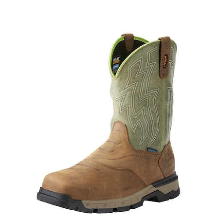 Men's Western Boot, 11, Composite Toe, 10 in H, Brown/Green, 10021486