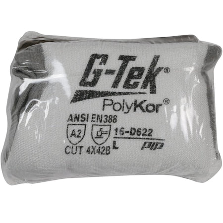 Coated Gloves, Polyurethane, PolyKor, Smooth, Palm & Fingers, 4 Abrasion Level, White/Gray, XL (10)