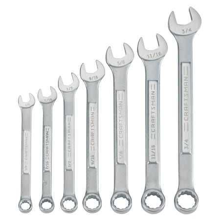 Wrenches, 7 pc SAE Raised-Panel Combinat