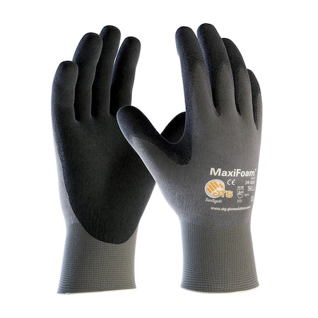 Coated Gloves, Foam Nitrile, Foam, Palm & Fingers, 4 Abrasion Level, Gray, M (8) 12 PK