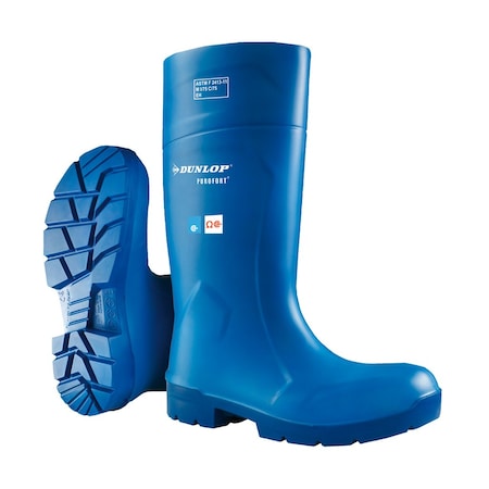 Unisex Tall Rubber Boots, Steel Toe, Blue, Men's 4, Women's 6