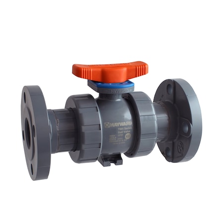 Ball Valve, True Union, 1-1/2", CPVC/EPDM, Full Port, Flanged