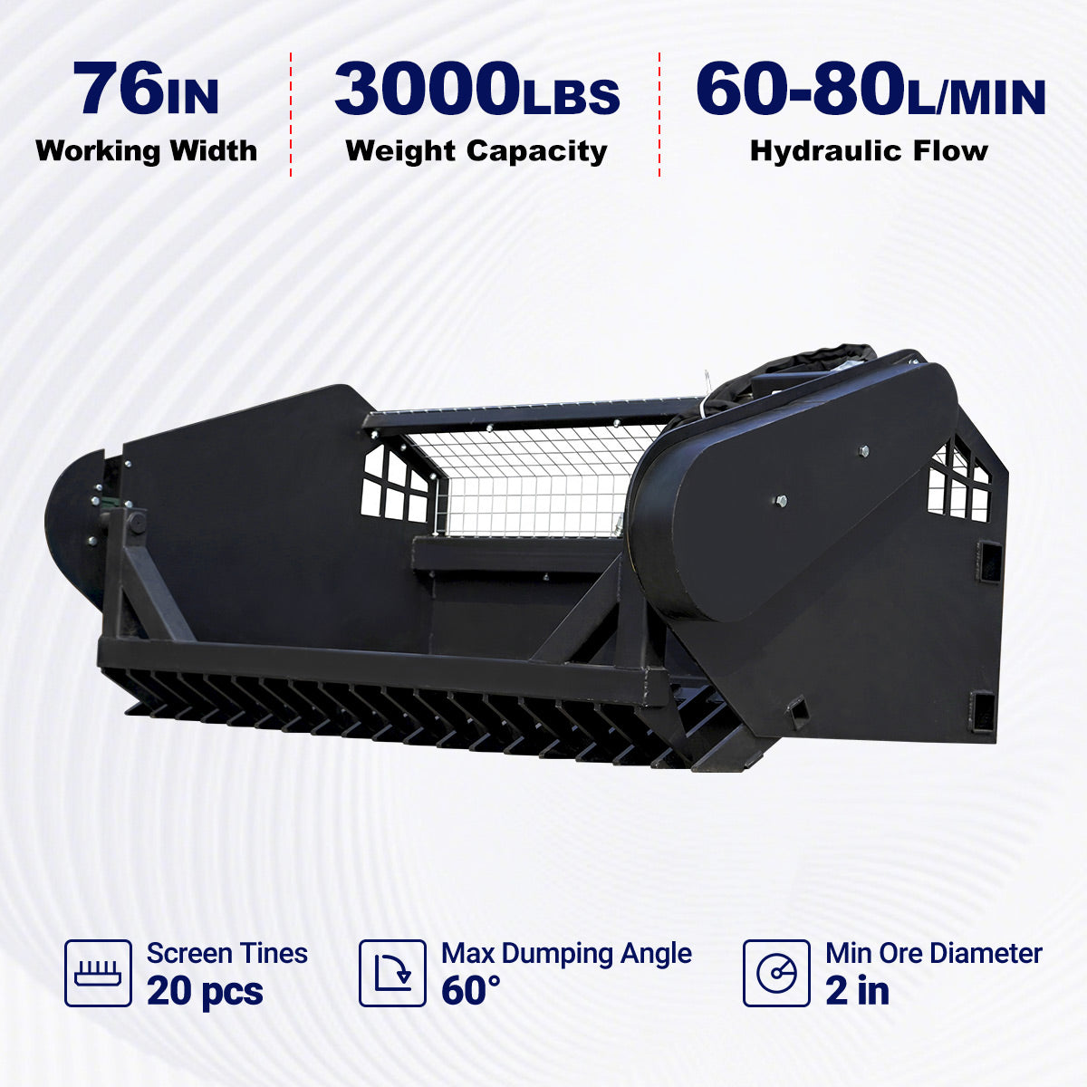 Greatbear 76" Skid Steer Screening Bucket