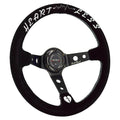 Universal 350mm 3"Deep Dish 6-Bolt Steering Wheel Black Suede Heartless