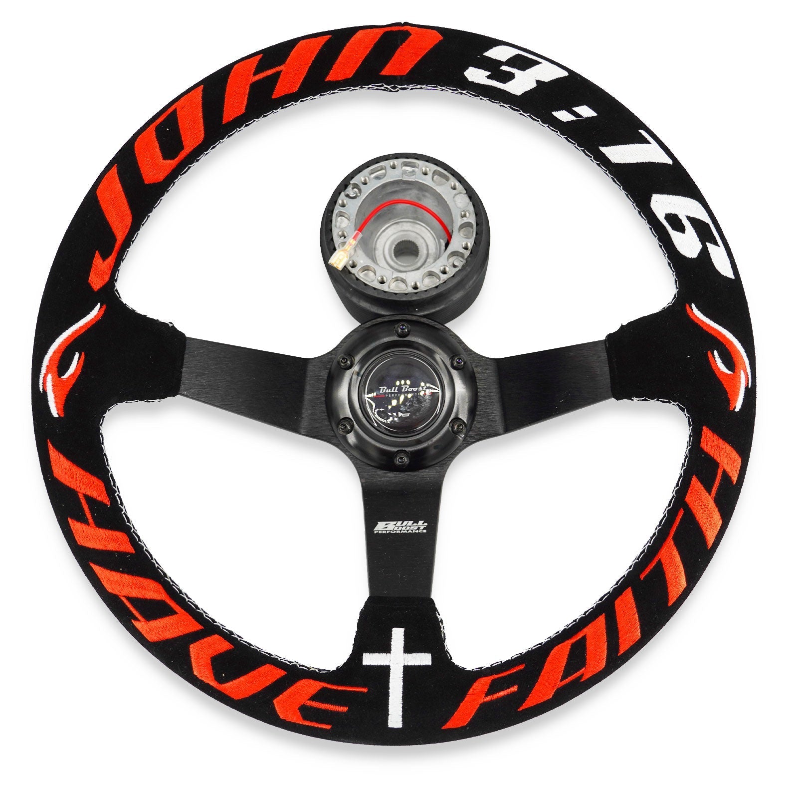 Have Faith Suede Steering Wheel + Hub Adapter Kit For Toyota Corolla, Hilux Pickup