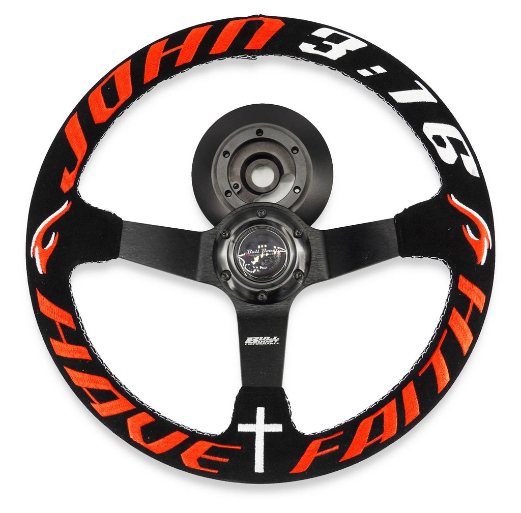 Have Faith John 3 16 Short Hub Adapter + Suede Steering Wheel For 02-06 Mini Cooper E90