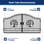 14x8 ft Steel Dual Swing Driveway Gate with Wider Goalposts