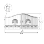 16x8 ft Steel Dual Swing Driveway Gate with Tree Pattern
