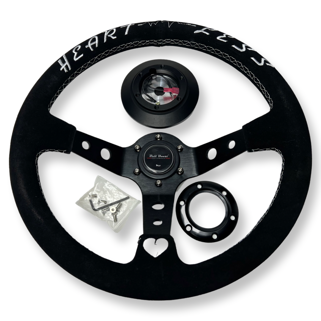 Heart 350mm Steering Wheel + Short Hub Adapter Kit For Mazda Miata RX-7 RX-8 MX-3 MX-6