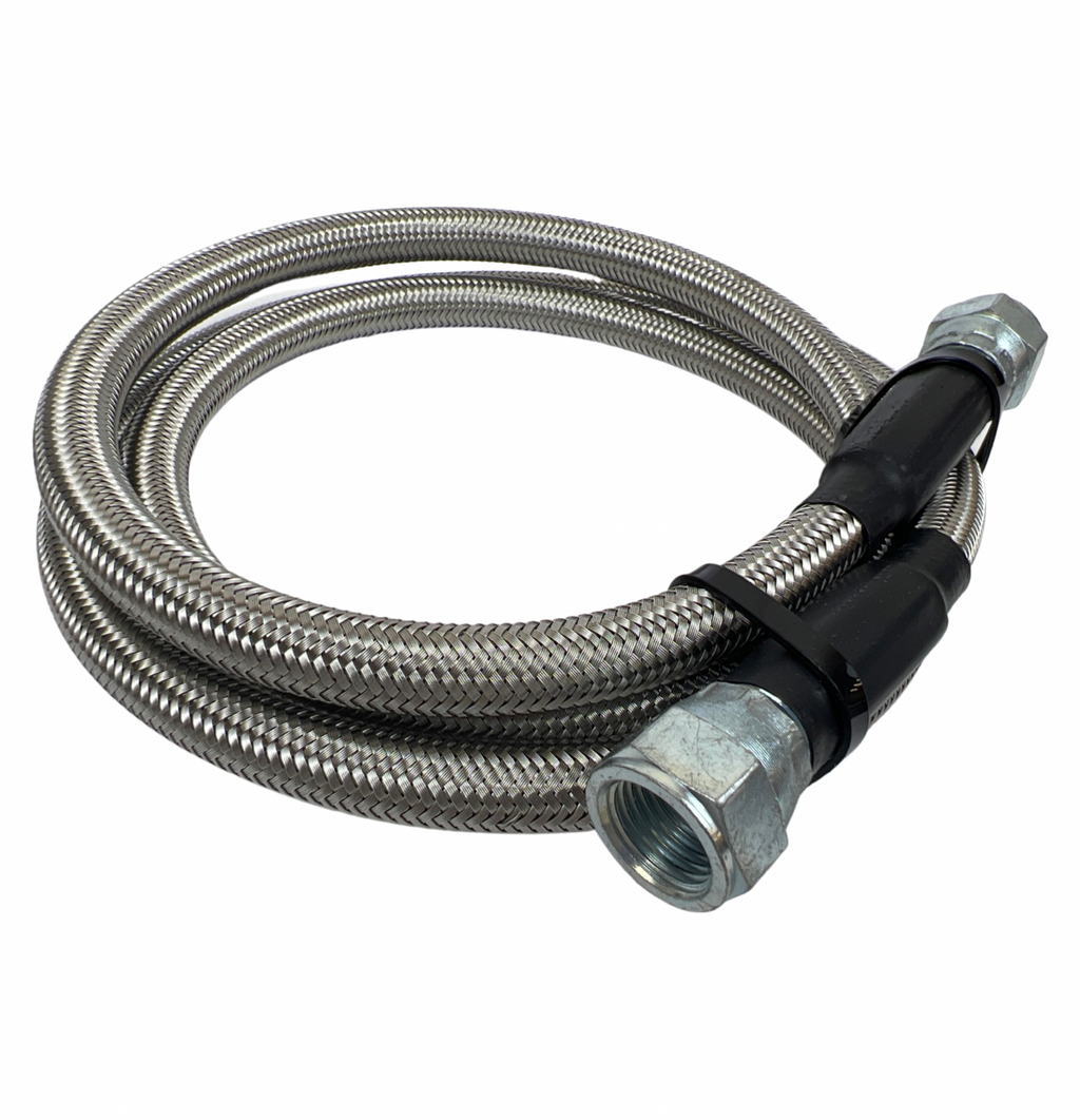 SS 52"Length Braided Transmission Cooler Hose Line Fitting For TH350 700R4 TH400