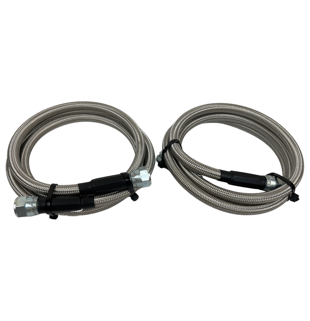 SS 52"Length Braided Transmission Cooler Hose Line Fitting For TH350 700R4 TH400