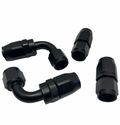 4Pcs 90° 0Degree Swivel Hose Line End Fitting Adaptor Fuel Oil AN10 10AN Black