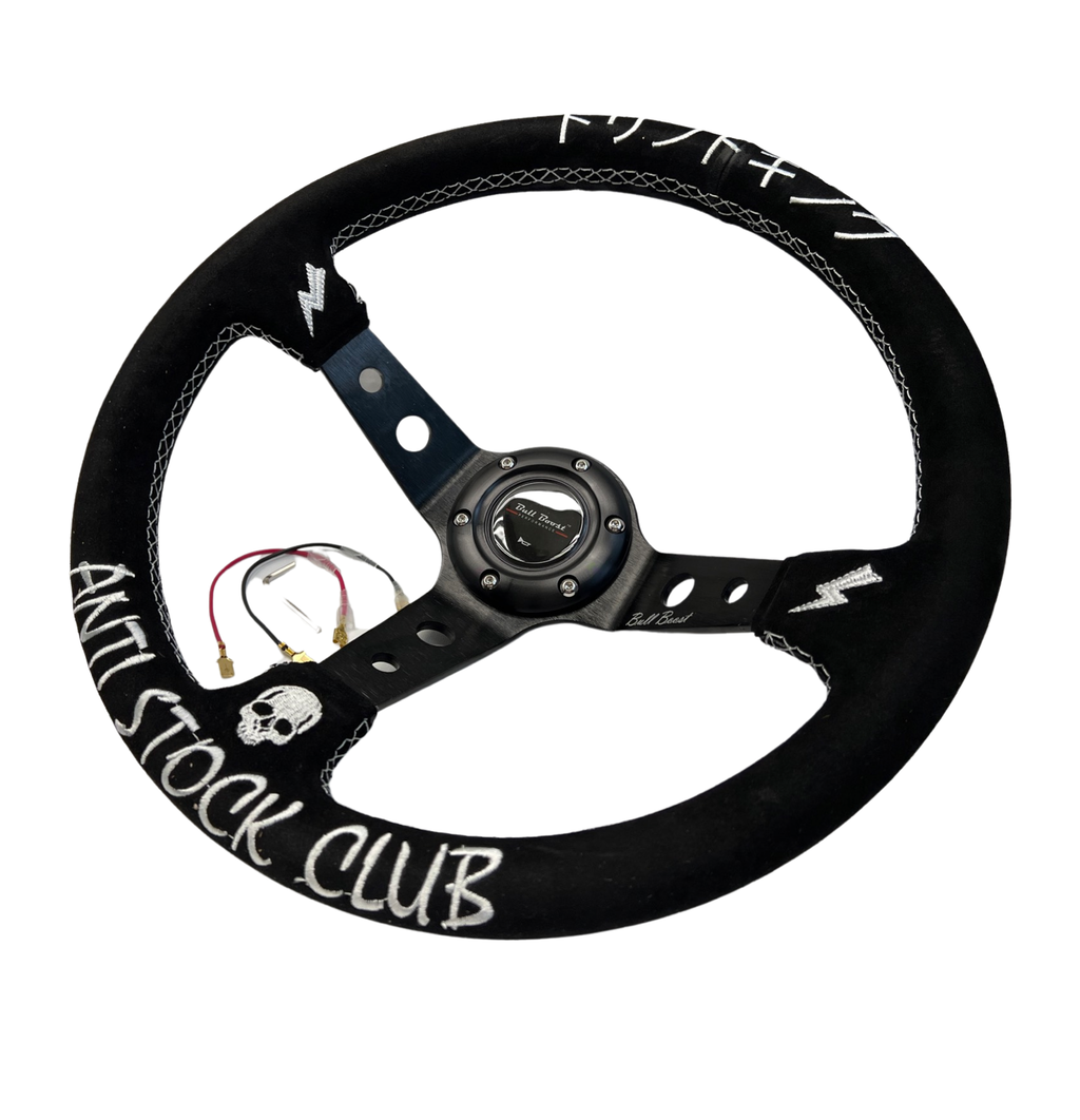 Infiniti G35 G37 Suede 3"Deep Dish Steering Wheel + Quick Release Short Hub Adapter