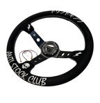 Suede Deep Dish Steering Wheel + Short Hub Adapter Kit For Dodge GM Buick Chevy
