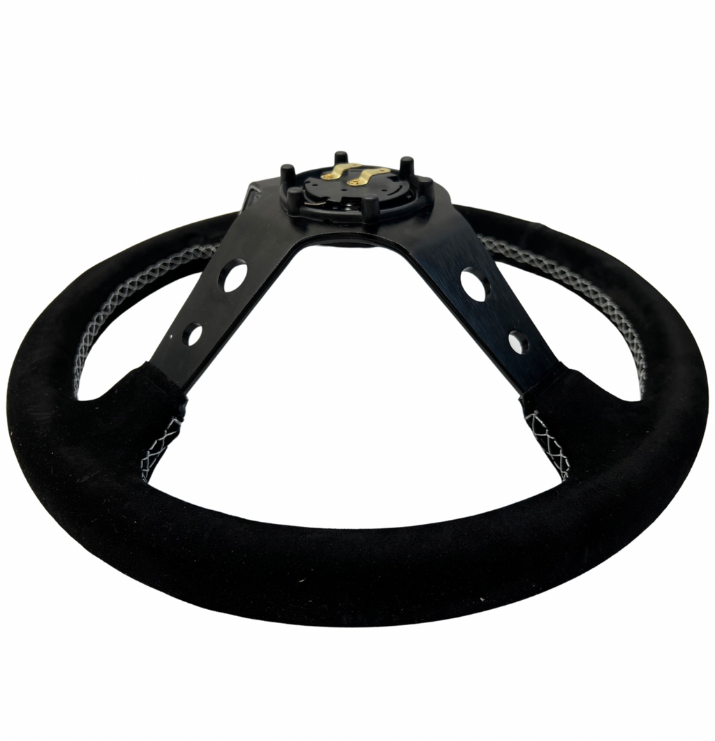 Suede Deep Dish Steering Wheel + Short Hub Adapter Kit For Toyota Camry Corolla