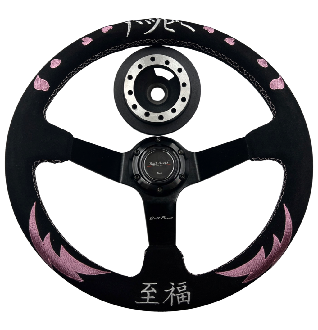 Bliss Heart Suede Steering Wheel + Billet Hub Kit For Nissan Datsun 280Z 260Z 240Z 620 510 C10
