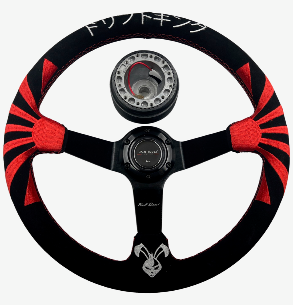 Red Rising Sun Suede Steering Wheel + Hub Kit For Nissan Datsun 280Z 260Z 240Z 620 510 C10
