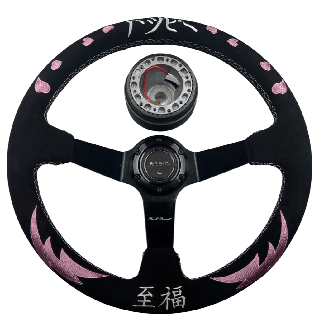 Street Bliss Heart Suede Steering Wheel + Hub Kit For Nissan Datsun 280Z 260Z 240Z 620 510 C10