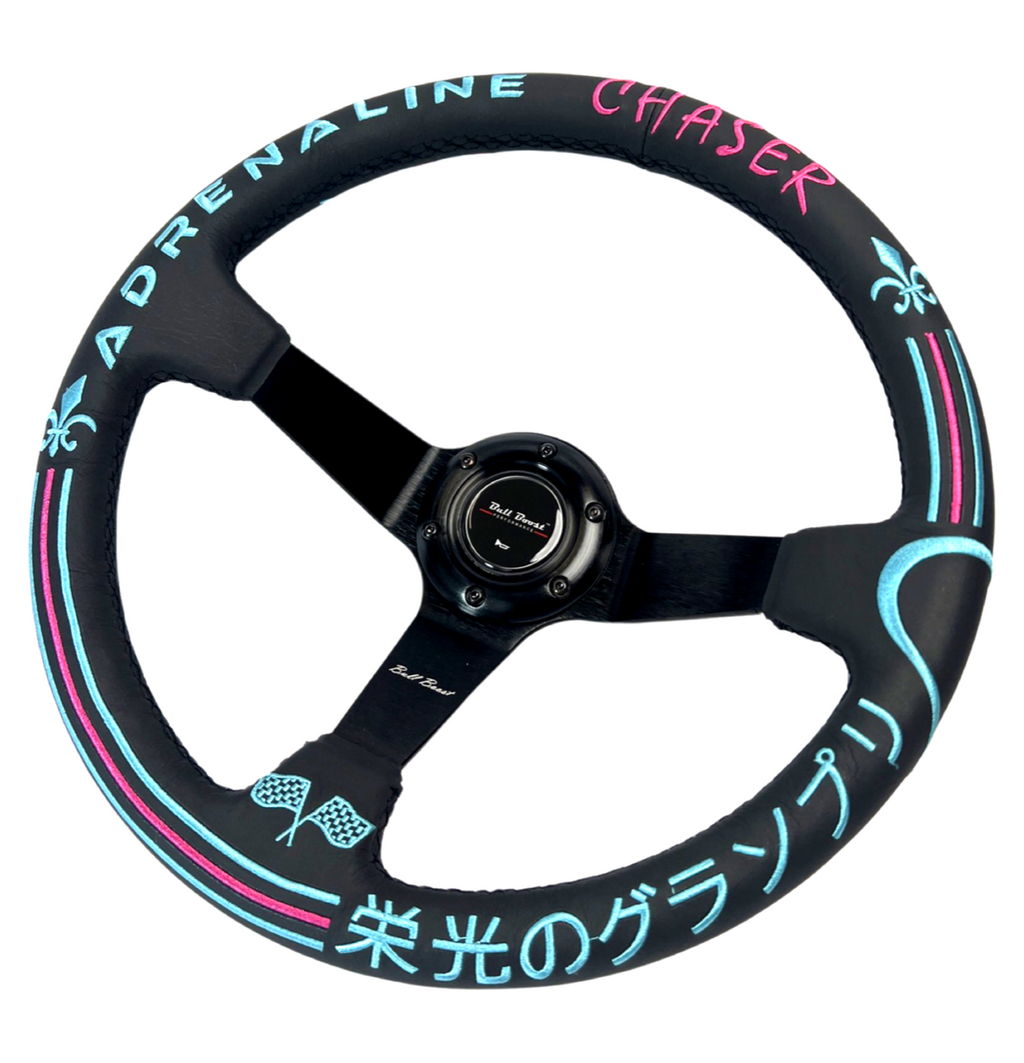Leather 350mm Suede Steering Wheel + Hub Adapter Kit For Toyota Corolla, Hilux Pickup
