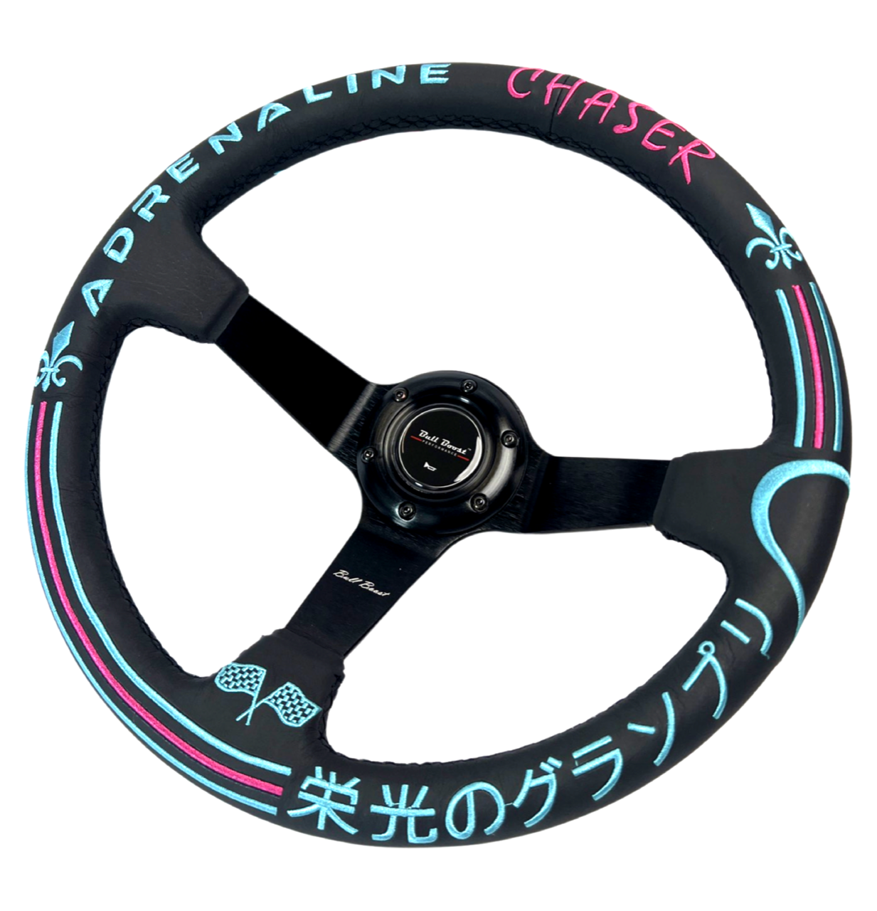 Leather 350mm Suede Steering Wheel + Hub Adapter Kit For Toyota Corolla, Hilux Pickup
