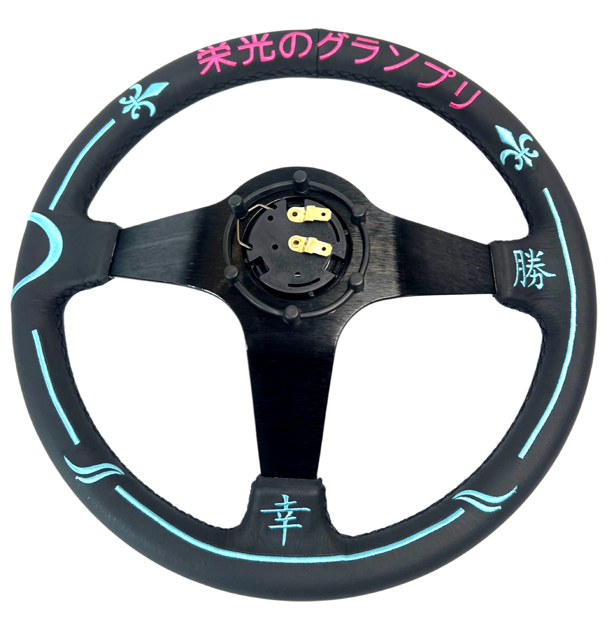 Leather 350mm Suede Steering Wheel + Hub Adapter Kit For Toyota Corolla, Hilux Pickup