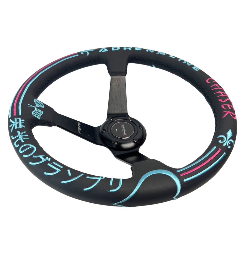 Leather 350mm Suede Steering Wheel + Hub Adapter Kit For Toyota Corolla, Hilux Pickup