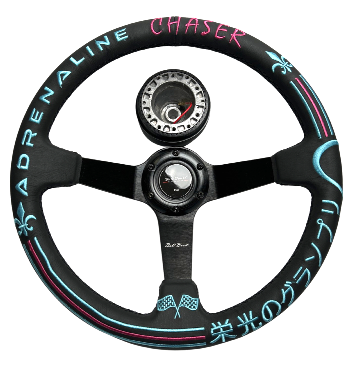 Leather 350mm Steering Wheel + Hub Adapter for Toyota Chaser KE70 AE71 AE82 AE86 Supra Corolla