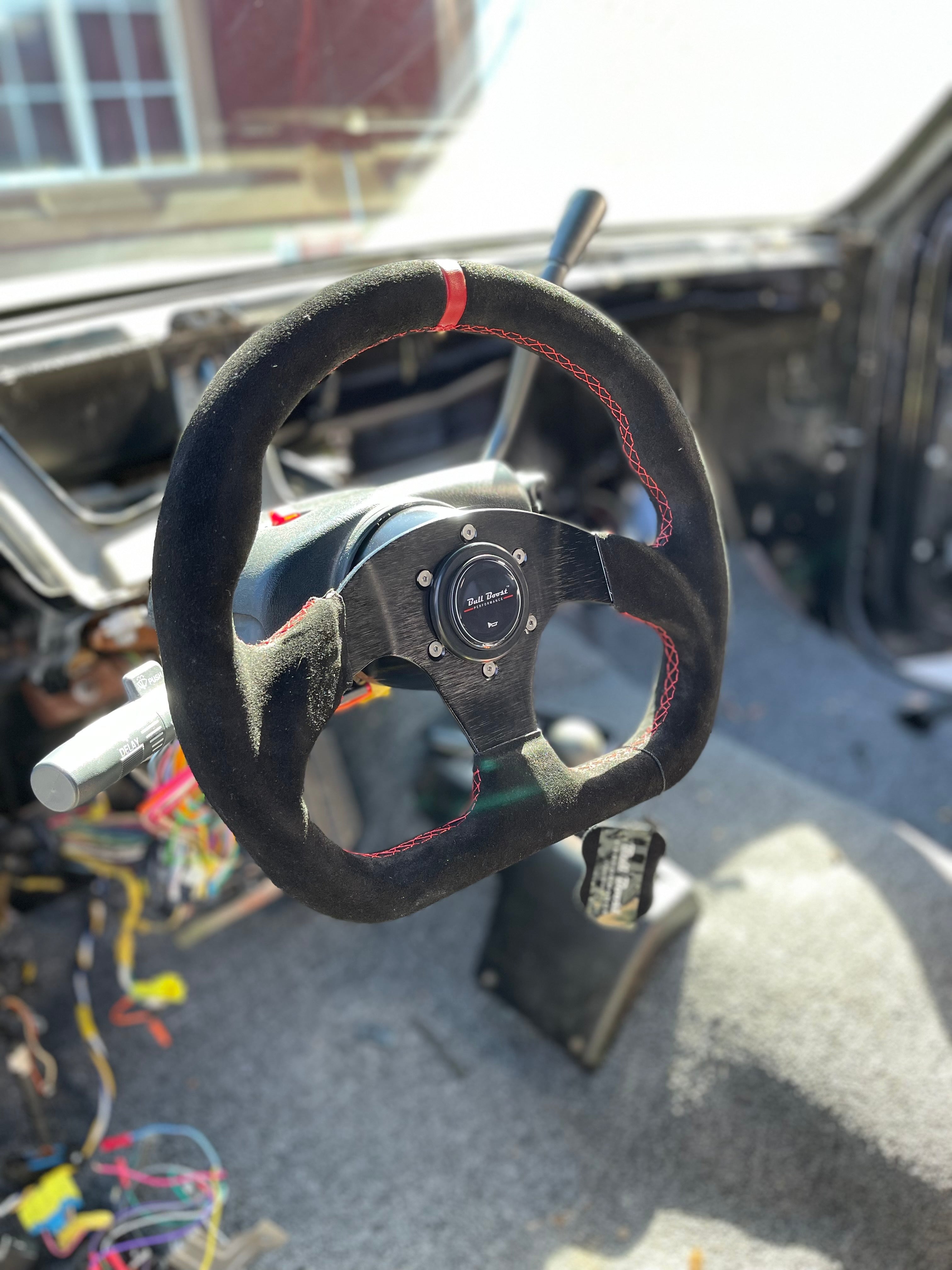 Lightweight Flat Racing Billet 6-Bolt Steering Wheel Black Alcantara Quadro