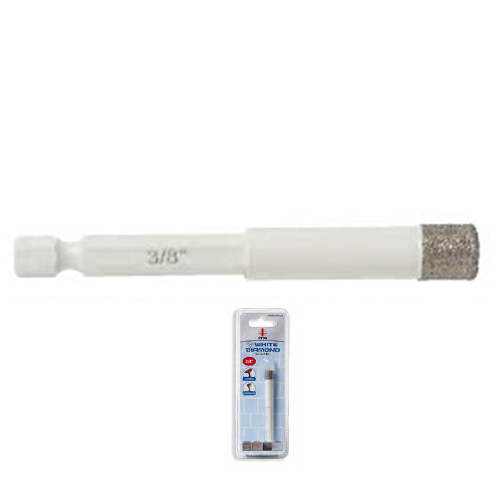 1” ITM White Diamond Tile Bit 1/4 in. Hex Impact Shank OAL 2 3/4 in. Drilling-1 1/4 in.