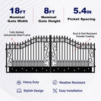 18x8 ft Steel Dual Swing Driveway Gate