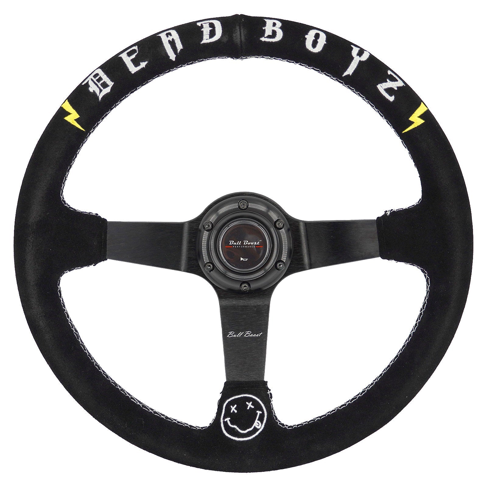 Deadboyz Universal 350mm 3"Deep Dish 6-Bolt Steering Wheel Black Suede