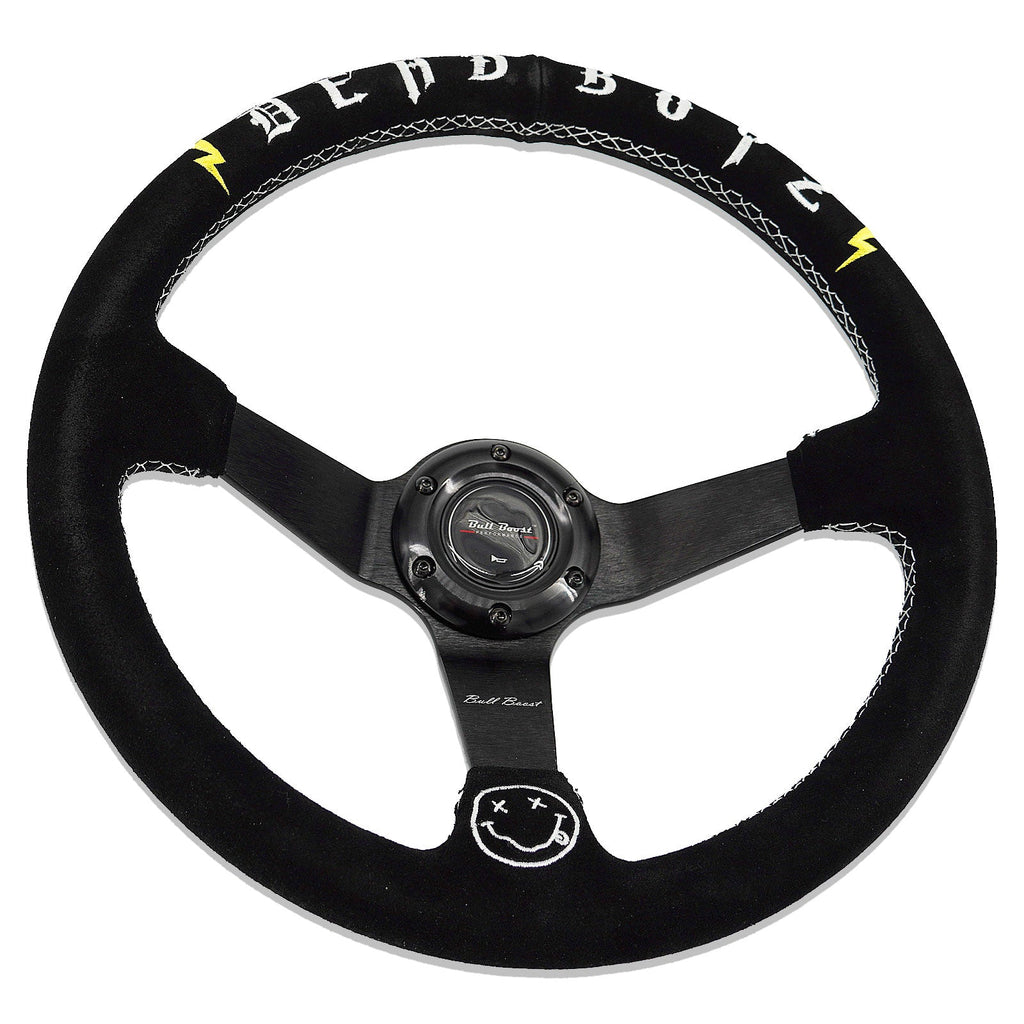 Deadboyz Universal 350mm 3"Deep Dish 6-Bolt Steering Wheel Black Suede