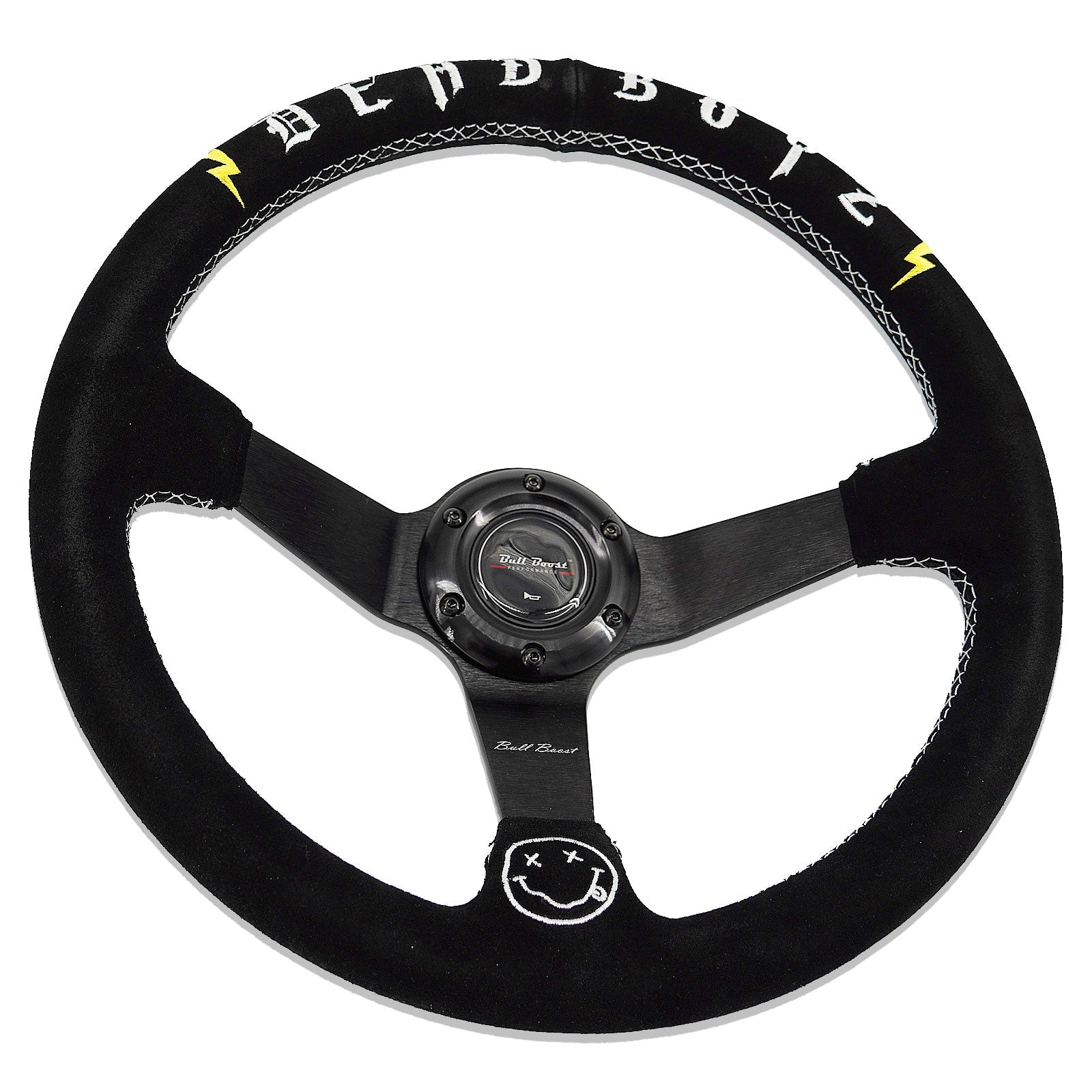 Deadboyz Universal 350mm 3"Deep Dish 6-Bolt Steering Wheel Black Suede