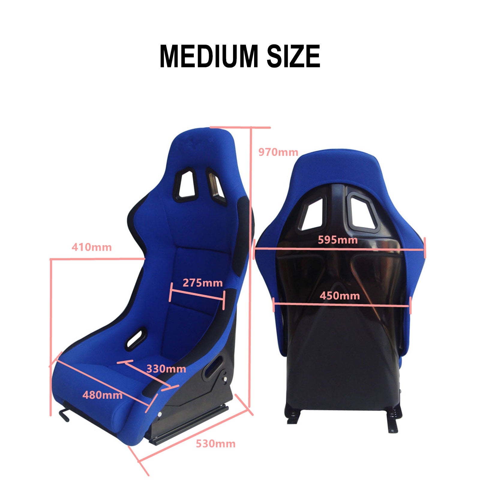 Pink Bull Boost Adjustable Racing Lowered Heartbreak Bucket Seat with Slider Rails